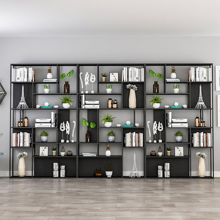 Home Office Etagere Bookcase Modern Metal Bookshelf with Rectangle Shelves