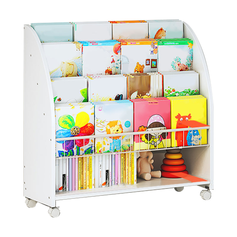 Libreria in legno fabbricata a scala moderna con ruote di caster