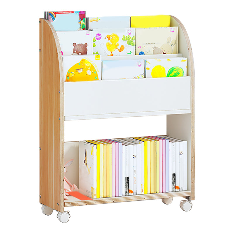 Libreria in legno fabbricata a scala moderna con ruote di caster