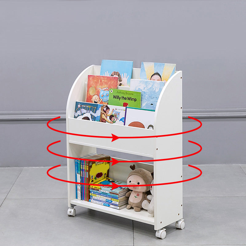 Libreria in legno fabbricata a scala moderna con ruote di caster