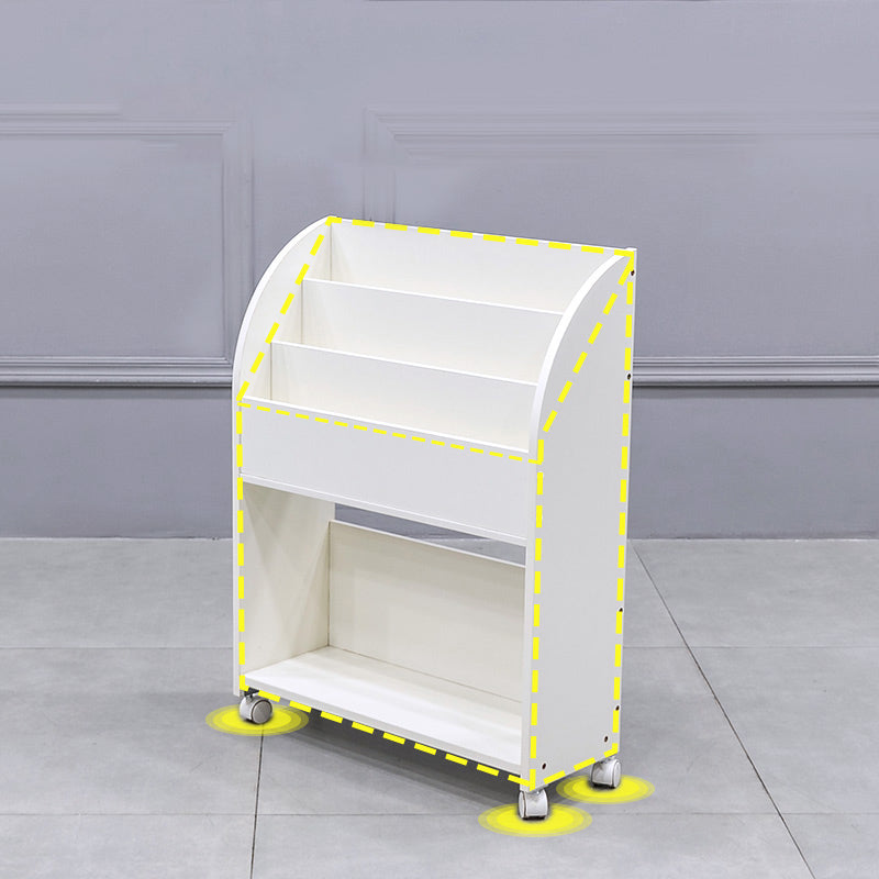 Libreria in legno fabbricata a scala moderna con ruote di caster