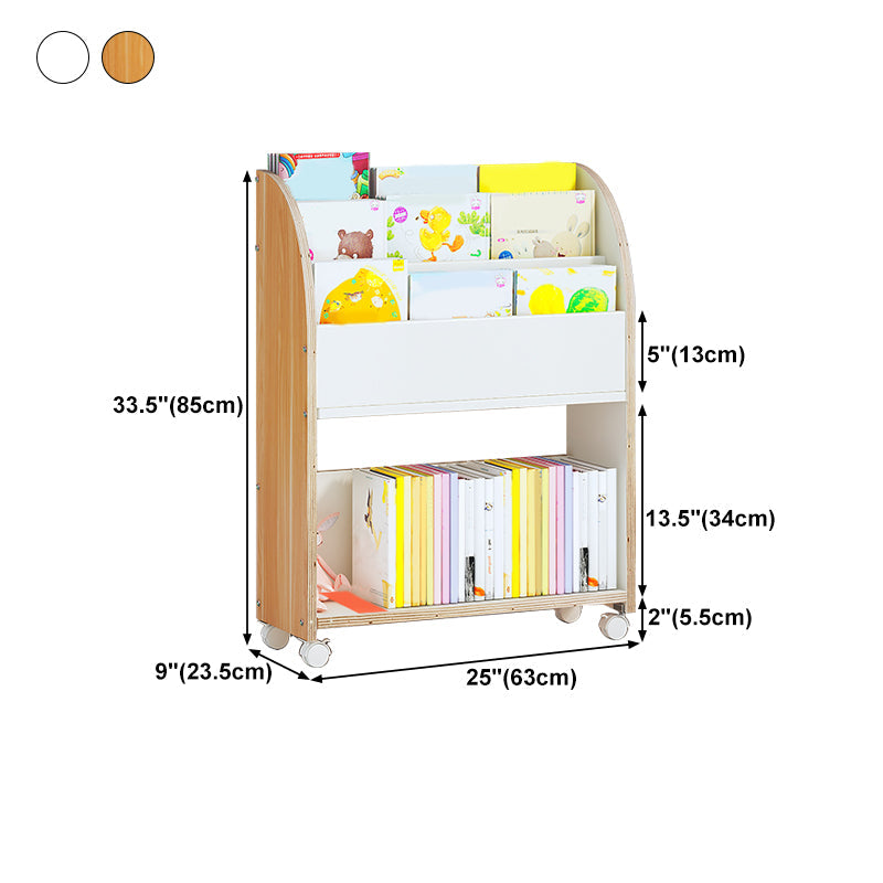 Libreria in legno fabbricata a scala moderna con ruote di caster