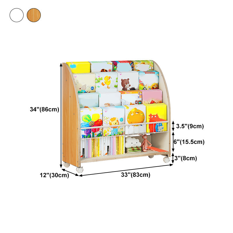 Libreria in legno fabbricata a scala moderna con ruote di caster