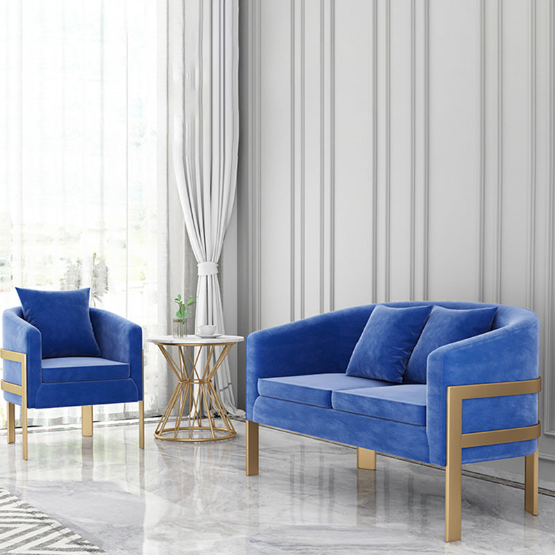 Velvet Sloped Arms Sofa with Tight Back for Living Room 28.35" High