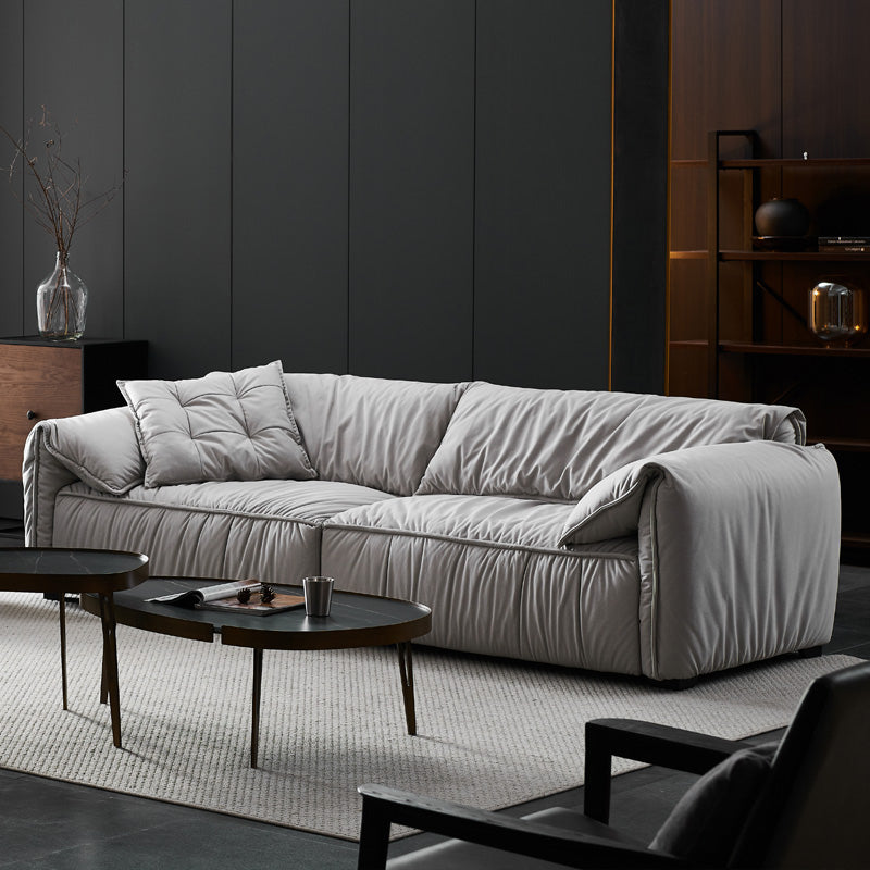 Sofá de sofá de brazo superior de almohada estándar contemporáneo con almohadas en gris