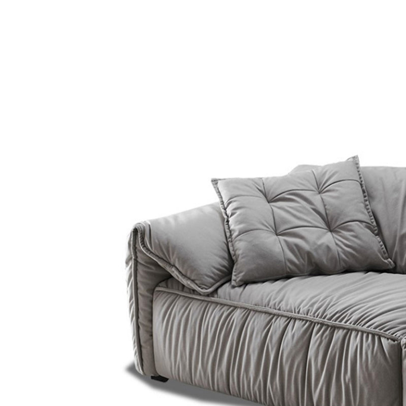 Sofá de sofá de brazo superior de almohada estándar contemporáneo con almohadas en gris