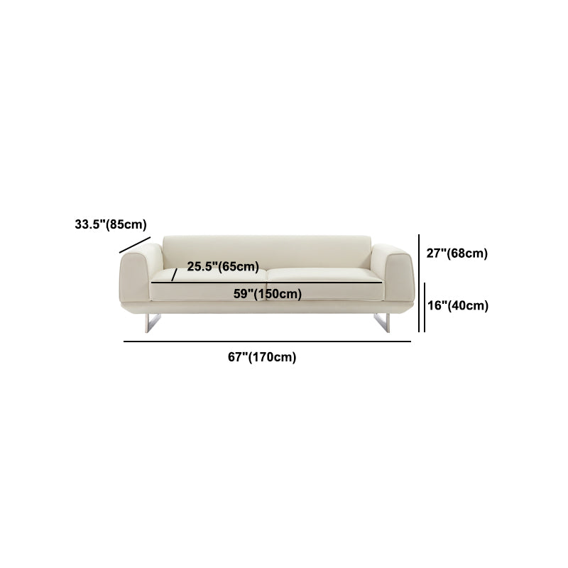 Sofá de terciopelo de brazo cuadrado con espalda apretada para la sala de estar 26.77 "alto