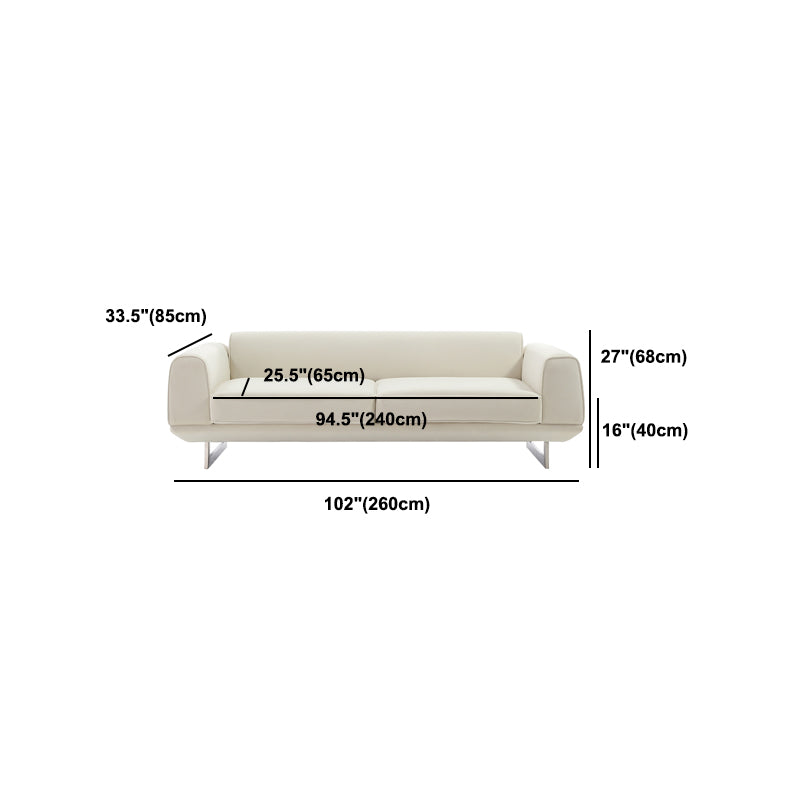 Sofá de terciopelo de brazo cuadrado con espalda apretada para la sala de estar 26.77 "alto