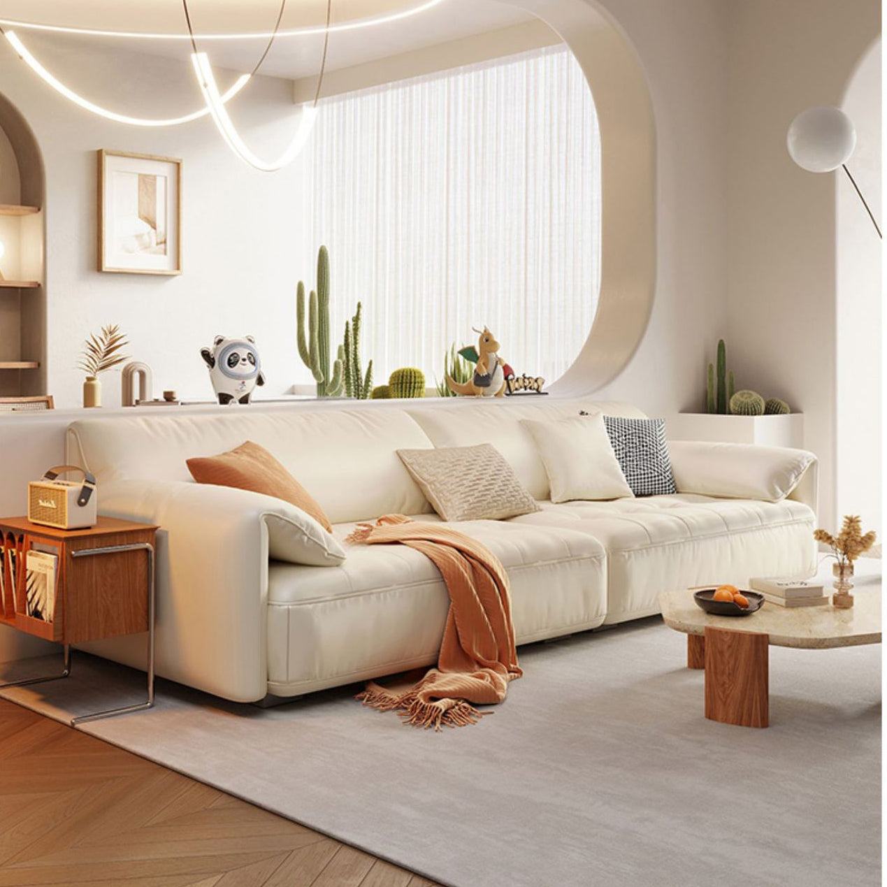 Sofá de terciopelo con cojines de almohada y brazo superior de almohada para sala de estar