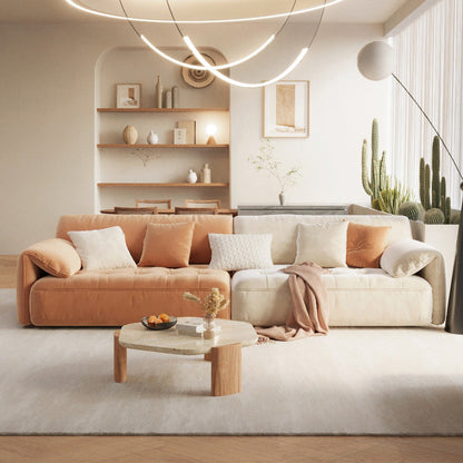 Velvet Sofa with Pillow Back Cushions and Pillow Top Arm for Living Room