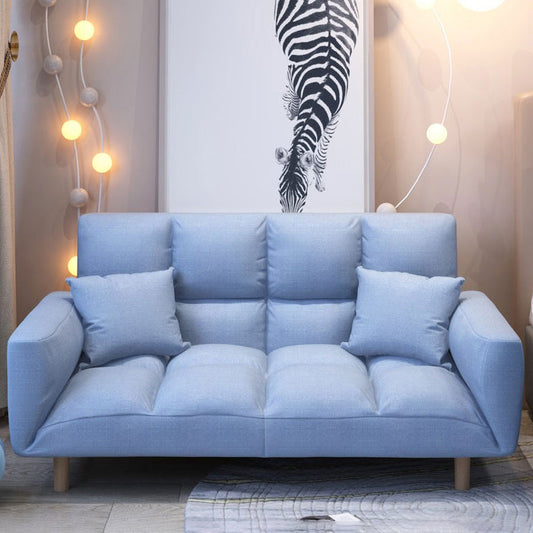 Linen Contemporary Square Arm Adjustable Sofa Convertible Sofa for Living Room 45"L x 18"W x 26"H Sky Blue