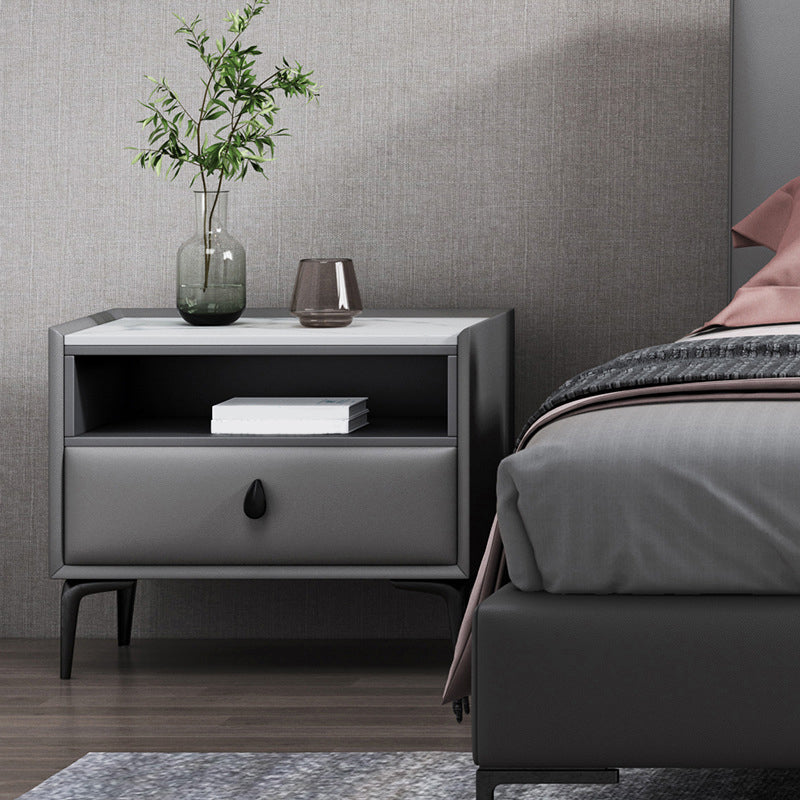 Stand de nuit en pierre / bois 19,69 "Tall Modern 1 - Tirer-Diroir