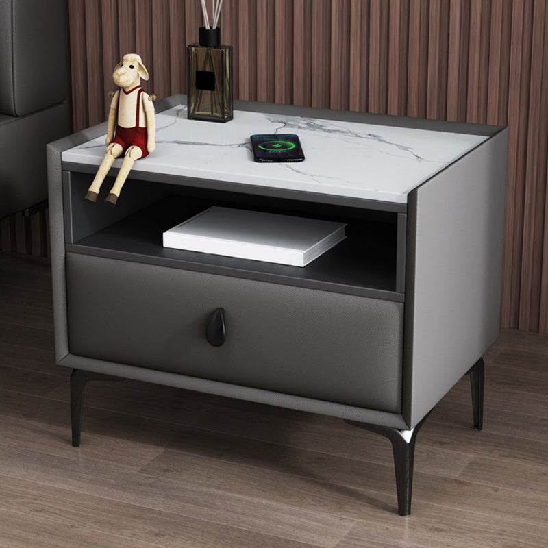 Stand de nuit en pierre / bois 19,69 "Tall Modern 1 - Tirer-Diroir