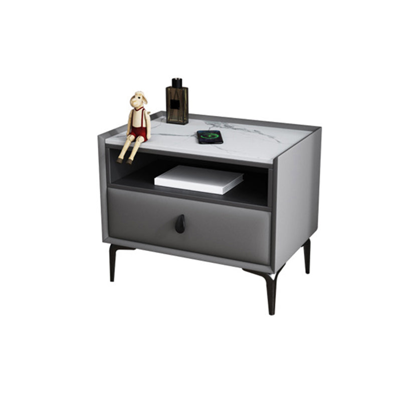 Stand de nuit en pierre / bois 19,69 "Tall Modern 1 - Tirer-Diroir