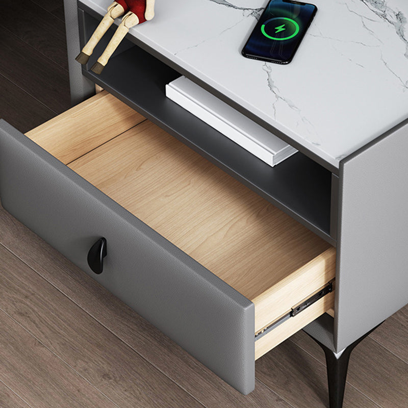 Stand de nuit en pierre / bois 19,69 "Tall Modern 1 - Tirer-Diroir