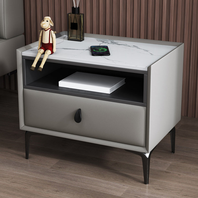 Stand de nuit en pierre / bois 19,69 "Tall Modern 1 - Tirer-Diroir