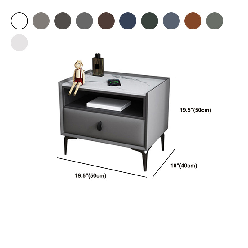 Stand de nuit en pierre / bois 19,69 "Tall Modern 1 - Tirer-Diroir