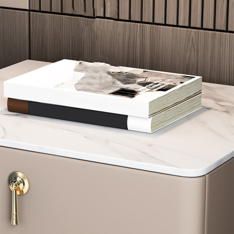 Massivholzrahmen 2 Schubladen Leder Gold Tischbeine Multi -Farbauswahl Nachttisch