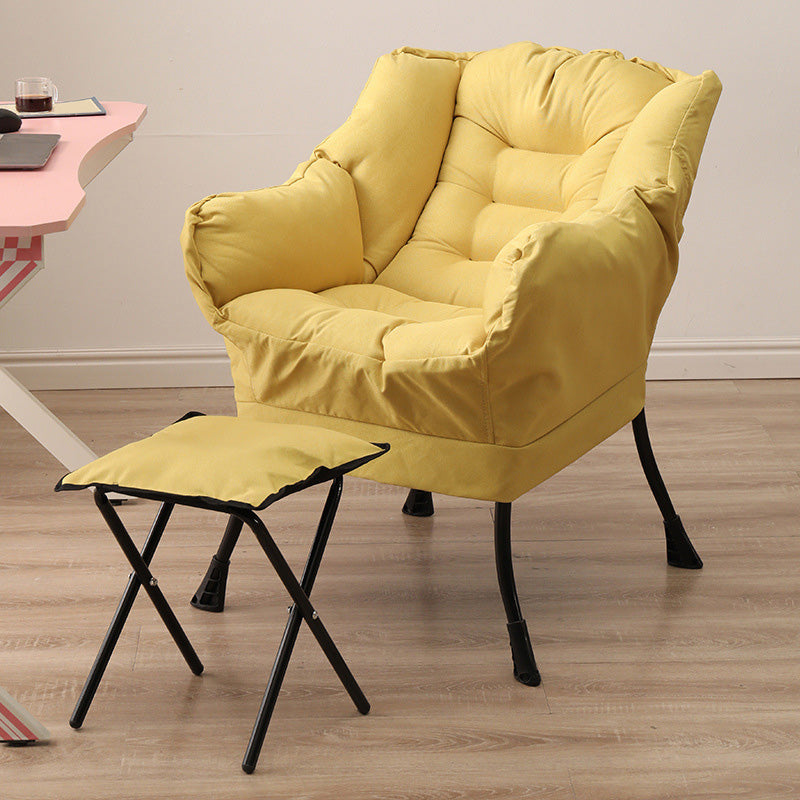 29.52"W*27.55"D Cotton Blend Arm Chair with Basic Four Black Legs Yellow With Ottoman Clearhalo 'Accent Chairs' 'accent_chairs' 'Chairs & Seating' 'furn' 'furn_accent_chairs' 'Furniture' 'Living Room Furniture' 5184554