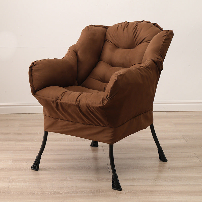29.52"W*27.55"D Cotton Blend Arm Chair with Basic Four Black Legs Brown Without Ottoman Clearhalo 'Accent Chairs' 'accent_chairs' 'Chairs & Seating' 'furn' 'furn_accent_chairs' 'Furniture' 'Living Room Furniture' 5184560