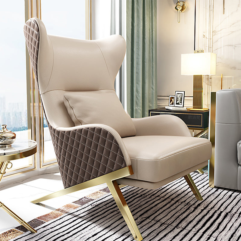 Scandinavian Leather Accent Chair for Living Room, High/ Low Back Chair White Clearhalo 'Accent Chairs' 'accent_chairs' 'Chairs & Seating' 'furn' 'furn_accent_chairs' 'Furniture' 'Living Room Furniture' 5184706