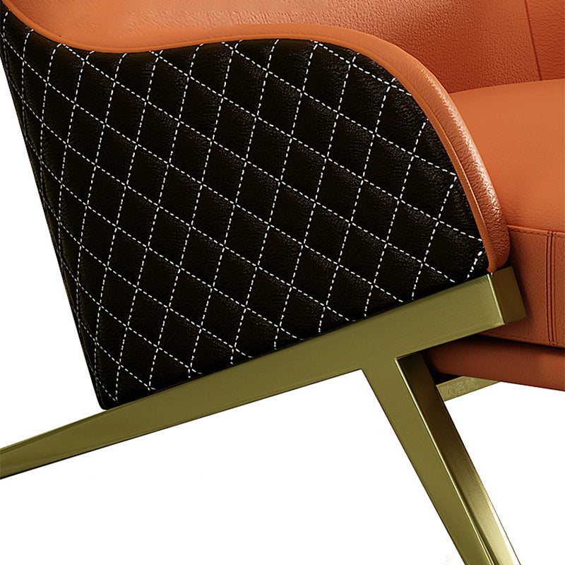 Scandinavian Leather Accent Chair for Living Room, High/ Low Back Chair Clearhalo 'Accent Chairs' 'accent_chairs' 'Chairs & Seating' 'furn' 'furn_accent_chairs' 'Furniture' 'Living Room Furniture' 5184711