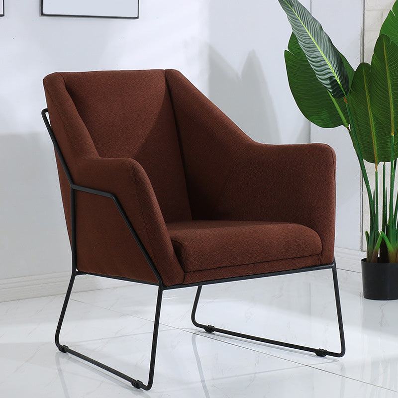 Linen Arm Chair 25.98" L x 25.98" W Sloped Arms Accent Armchair Coffee Clearhalo 'Accent Chairs' 'accent_chairs' 'Chairs & Seating' 'furn' 'furn_accent_chairs' 'Furniture' 'Living Room Furniture' 5184715