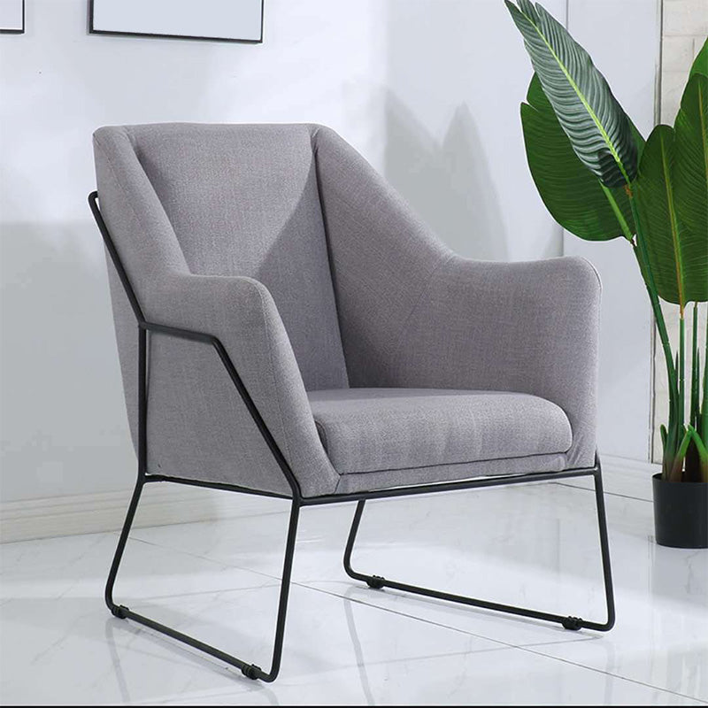 Linen Arm Chair 25.98" L x 25.98" W Sloped Arms Accent Armchair Light Gray Clearhalo 'Accent Chairs' 'accent_chairs' 'Chairs & Seating' 'furn' 'furn_accent_chairs' 'Furniture' 'Living Room Furniture' 5184717