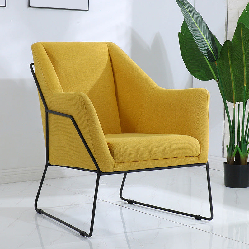 Linen Arm Chair 25.98" L x 25.98" W Sloped Arms Accent Armchair Yellow Clearhalo 'Accent Chairs' 'accent_chairs' 'Chairs & Seating' 'furn' 'furn_accent_chairs' 'Furniture' 'Living Room Furniture' 5184720