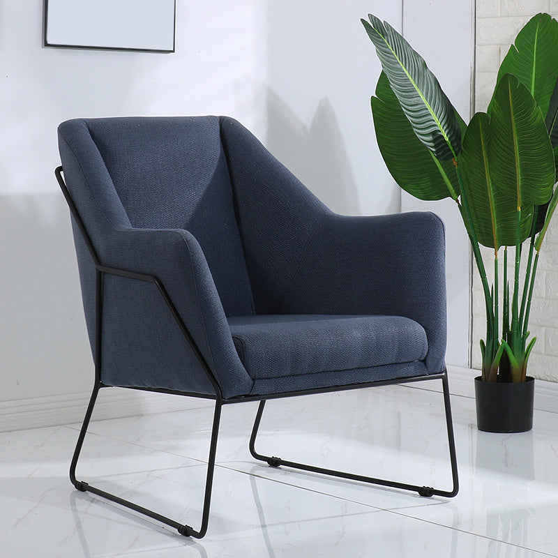 Linen Arm Chair 25.98" L x 25.98" W Sloped Arms Accent Armchair Grey Clearhalo 'Accent Chairs' 'accent_chairs' 'Chairs & Seating' 'furn' 'furn_accent_chairs' 'Furniture' 'Living Room Furniture' 5184721