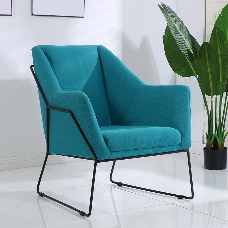 Linen Arm Chair 25.98" L x 25.98" W Sloped Arms Accent Armchair Blue Clearhalo 'Accent Chairs' 'accent_chairs' 'Chairs & Seating' 'furn' 'furn_accent_chairs' 'Furniture' 'Living Room Furniture' 5184722
