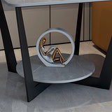 19.6" Tall Metal Cross Legs End Table Faux Marble Square Top Side Table with Shelf