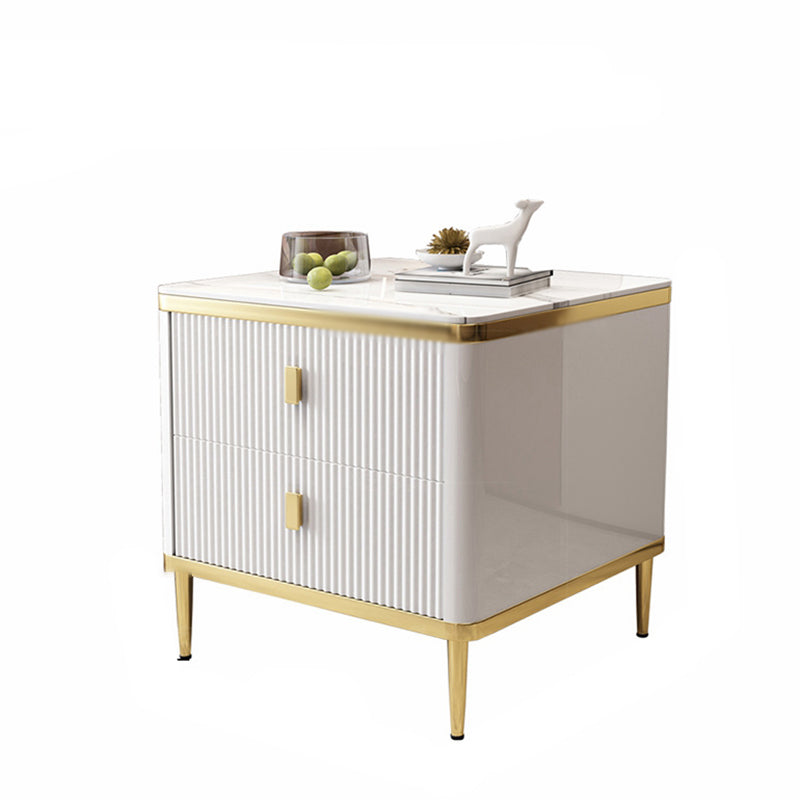 23,6 "hoher moderner Seitentisch Holz 4 Beine rechteckige Faux Marmor Top End Table