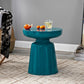 16.9" Tall Modern Mental Pedestal Side Table Solid Color Round Top End Table