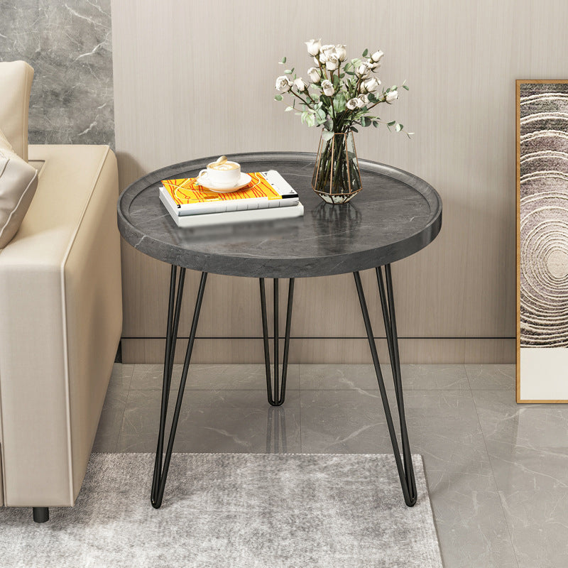 Modern 3 Legs Metal Base Grey/white/brown Round Wood Top End Table Grey Clearhalo 'Coffee & Accent Tables' 'End & Side Tables' 'end_side_tables' 'furn' 'furn_end_side_tables' 'Furniture' 'Living Room Furniture' 5185013