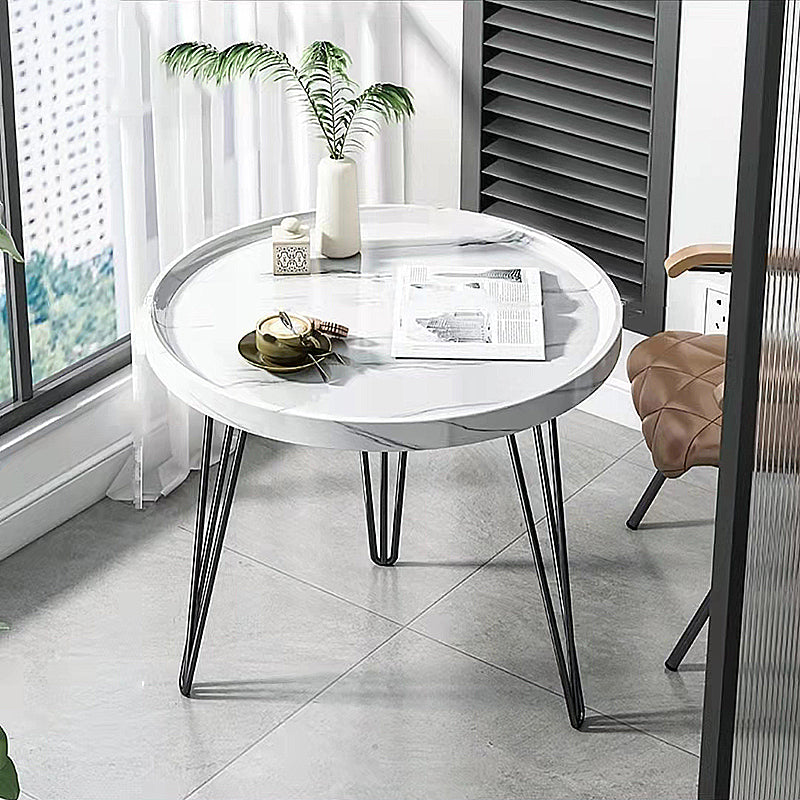 Modern 3 Legs Metal Base Grey/white/brown Round Wood Top End Table White Clearhalo 'Coffee & Accent Tables' 'End & Side Tables' 'end_side_tables' 'furn' 'furn_end_side_tables' 'Furniture' 'Living Room Furniture' 5185014