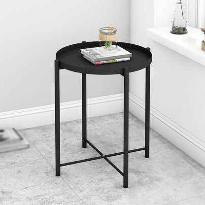20.4"H Modern Metal Frame Base Solid Color Round Coffee Table End Table
