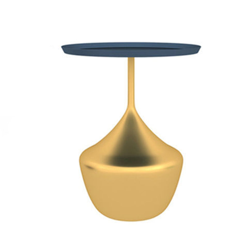 Modern Single Pedestal Base Solid Color Metal Round End Table Yellow Blue Clearhalo 'Coffee & Accent Tables' 'End & Side Tables' 'end_side_tables' 'furn' 'furn_end_side_tables' 'Furniture' 'Living Room Furniture' 5185084
