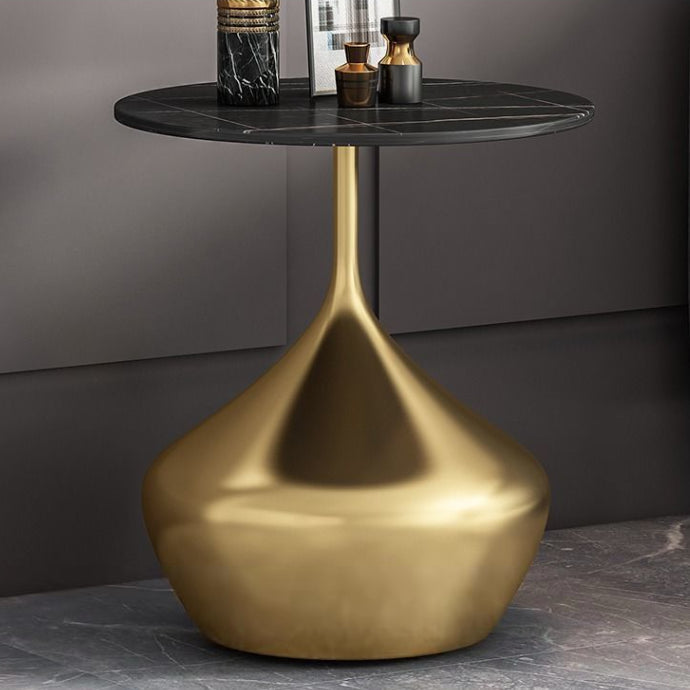 Modern Single Pedestal Base Solid Color Metal Round End Table Clearhalo 'Coffee & Accent Tables' 'End & Side Tables' 'end_side_tables' 'furn' 'furn_end_side_tables' 'Furniture' 'Living Room Furniture' 5185089