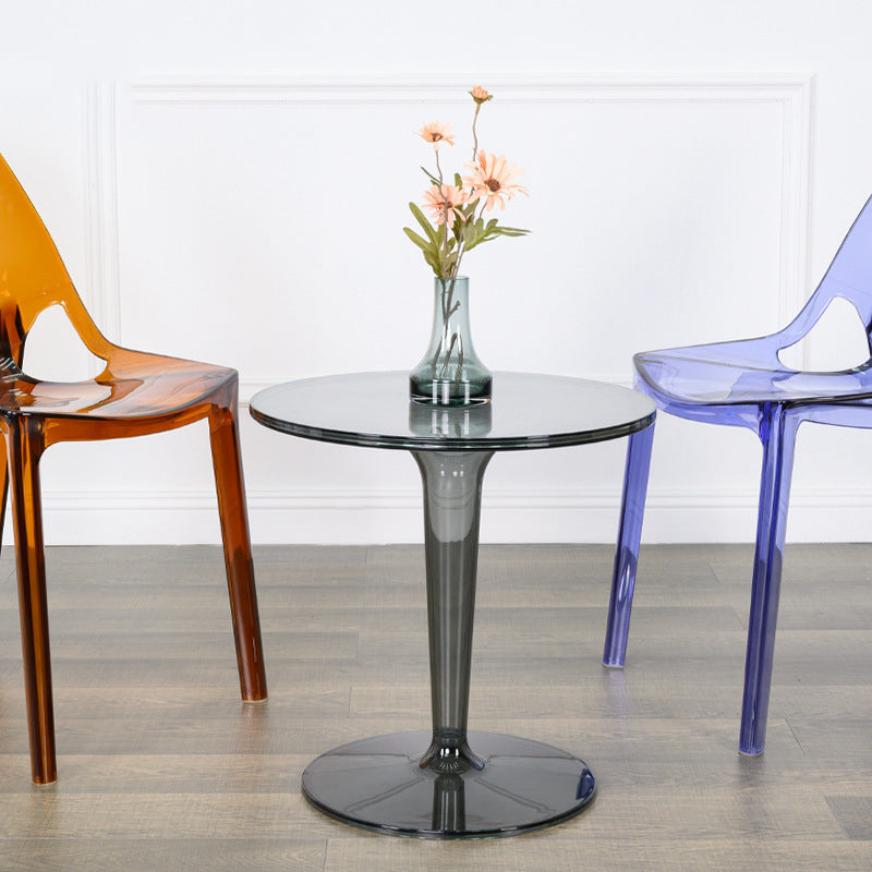 18.8"H Modern Single Pedestal Base Solid Color Plastic Round End Table