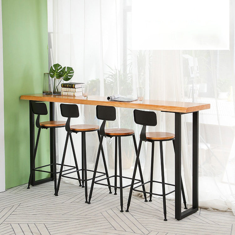 Rectangle Bar Dining Table Contemporary Bar Table with Black Sled Base 55.1"L x 15.7"W x 41.3"H Without Chairs Clearhalo 'Bar Furniture' 'Bar Tables' 'bar_tables' 'furn' 'furn_bar_tables' 'Furniture' 'Kitchen & Dining Furniture' 5185146