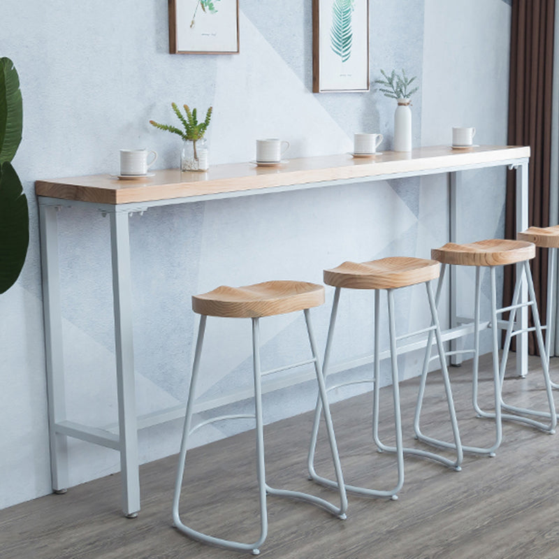 Indoor Wood Counter Wine Table Rectangle Natural and White Bar Height Pub Table 70.9"L x 15.7"W x 41.3"H Without Chairs Clearhalo 'Bar Furniture' 'Bar Tables' 'bar_tables' 'furn' 'furn_bar_tables' 'Furniture' 'Kitchen & Dining Furniture' 5185282