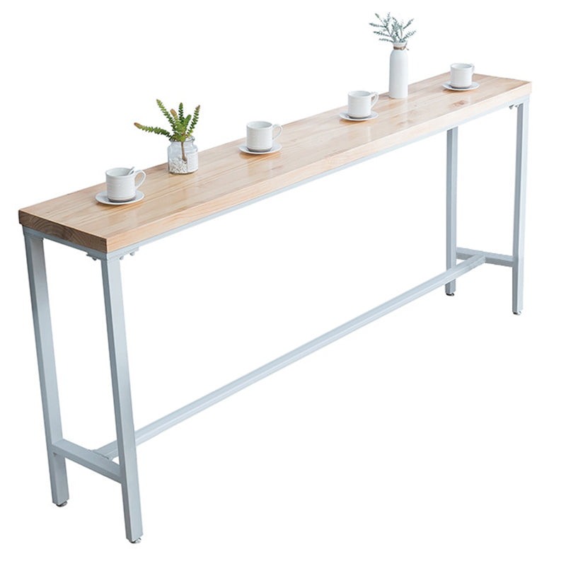 Indoor Wood Counter Wine Table Rectangle Natural and White Bar Height Pub Table Without Chairs Clearhalo 'Bar Furniture' 'Bar Tables' 'bar_tables' 'furn' 'furn_bar_tables' 'Furniture' 'Kitchen & Dining Furniture' 5185283