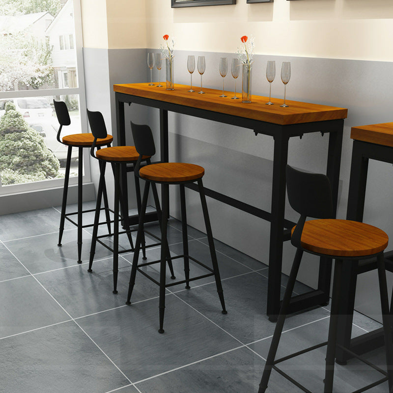 Binnen houten trestle cocktailbar tafel industriële voetsteun pubhoogte eettafel