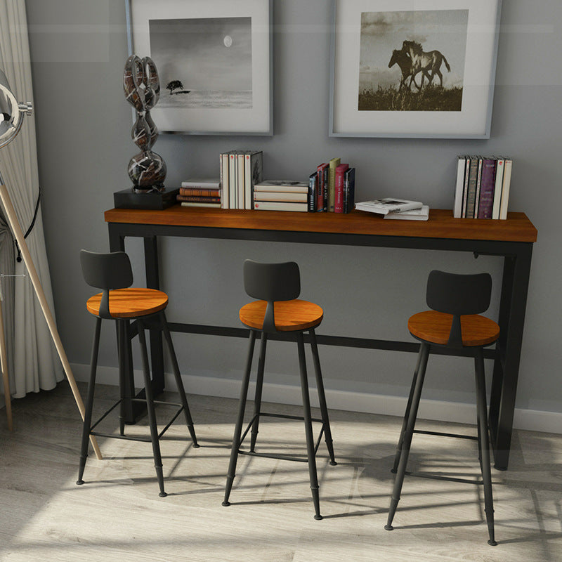 Binnen houten trestle cocktailbar tafel industriële voetsteun pubhoogte eettafel