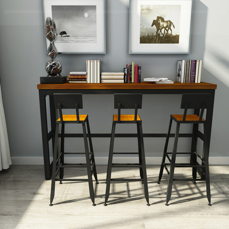 Binnen houten trestle cocktailbar tafel industriële voetsteun pubhoogte eettafel