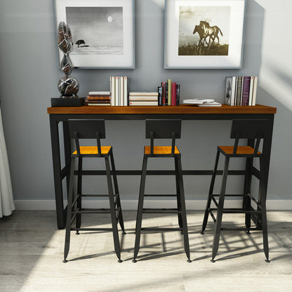 Binnen houten trestle cocktailbar tafel industriële voetsteun pubhoogte eettafel