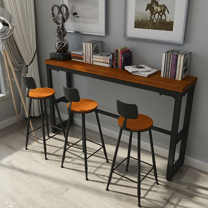 Binnen houten trestle cocktailbar tafel industriële voetsteun pubhoogte eettafel