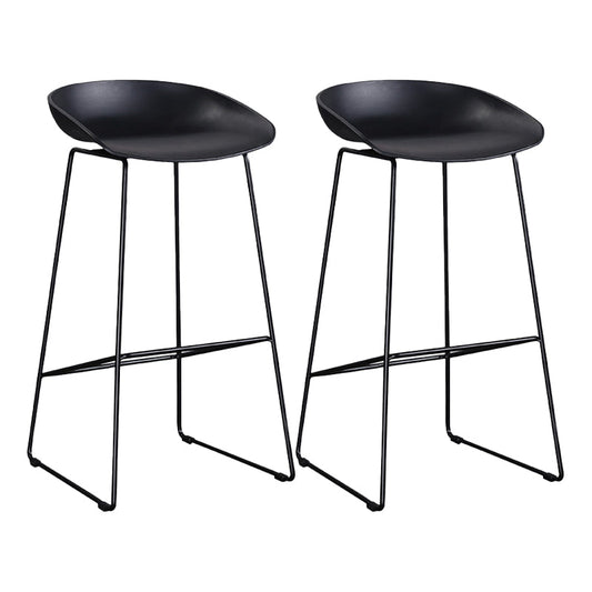 Modern Bar and Counter Stool Low Back Bar and Counter Stool with Sled Base Black 2 Piece Set