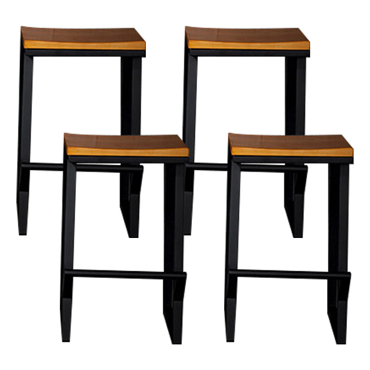 Industrial Square Counter & Bar Stool Metal Natural Counter Height Stool for Cafe 4 Piece Set Short Stool(18"H) Clearhalo 'Bar Furniture' 'Bar Stools' 'bar_stools' 'furn' 'furn_bar_stools' 'Furniture' 'Kitchen & Dining Furniture' 5185401